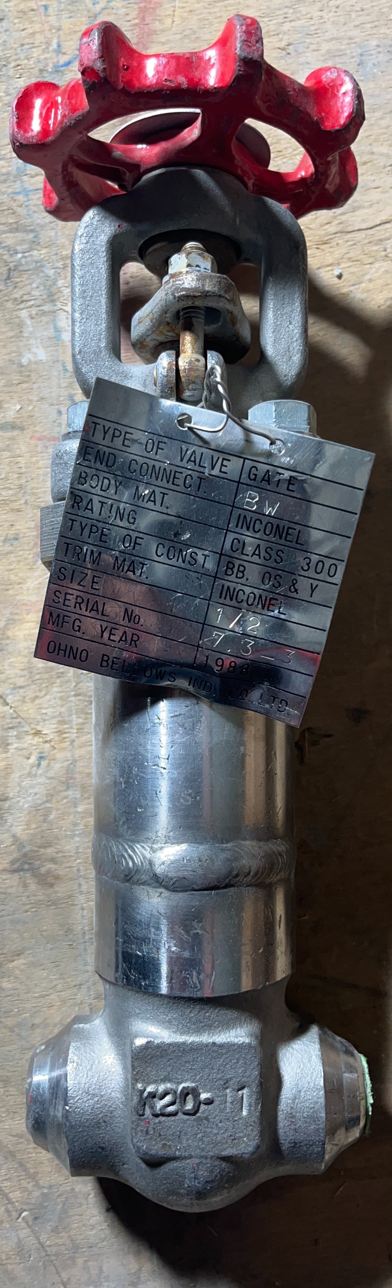 شیر دروازه ای ( Gate Valve) ژاپنی - سایز " 1/2 کلاس فشاری #300 جنس اینکونل