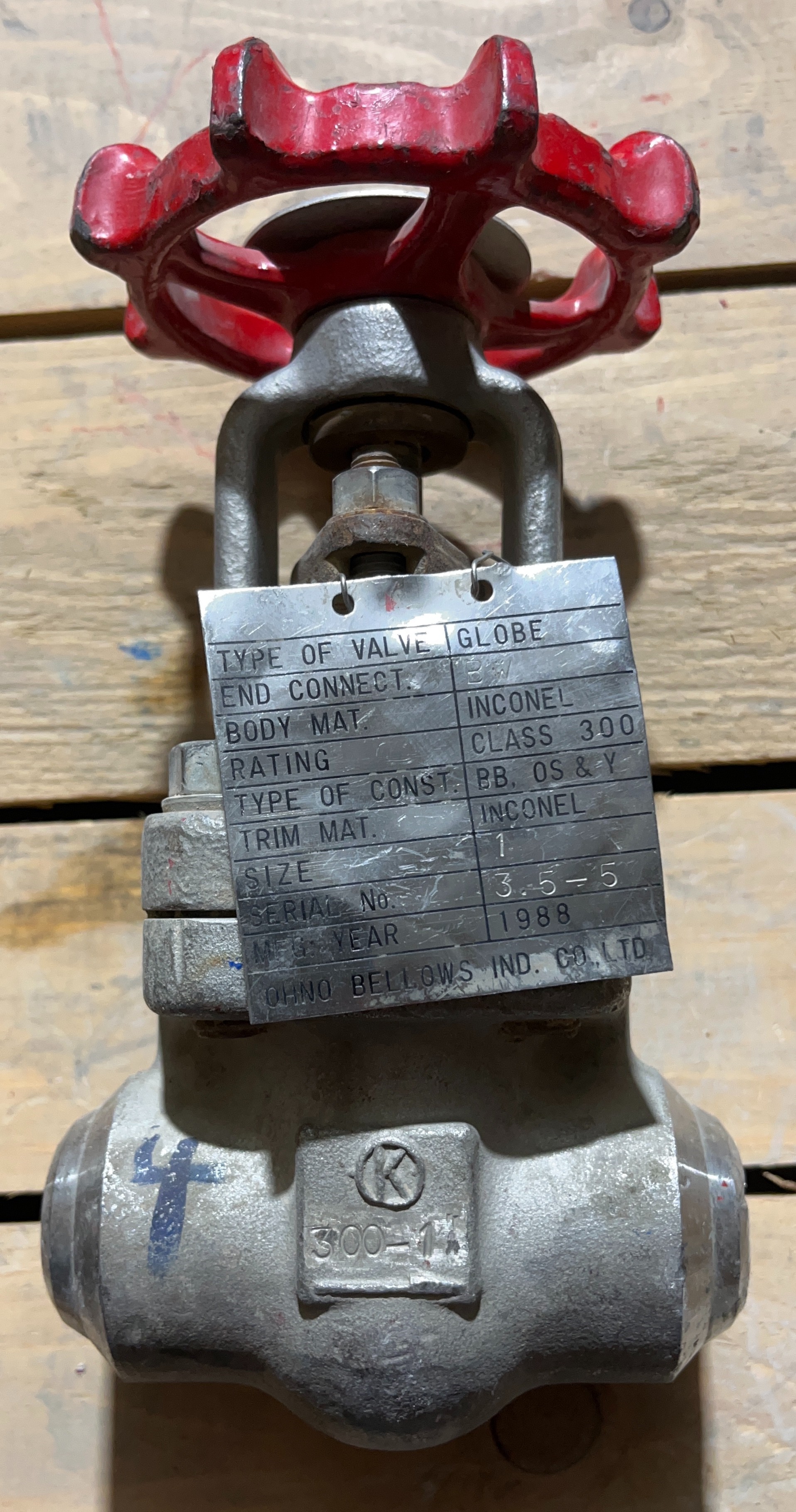 شیر بشقابی ( Globe Valve) ژاپنی - سایز " 1 کلاس فشاری #300 جنس اینکونل