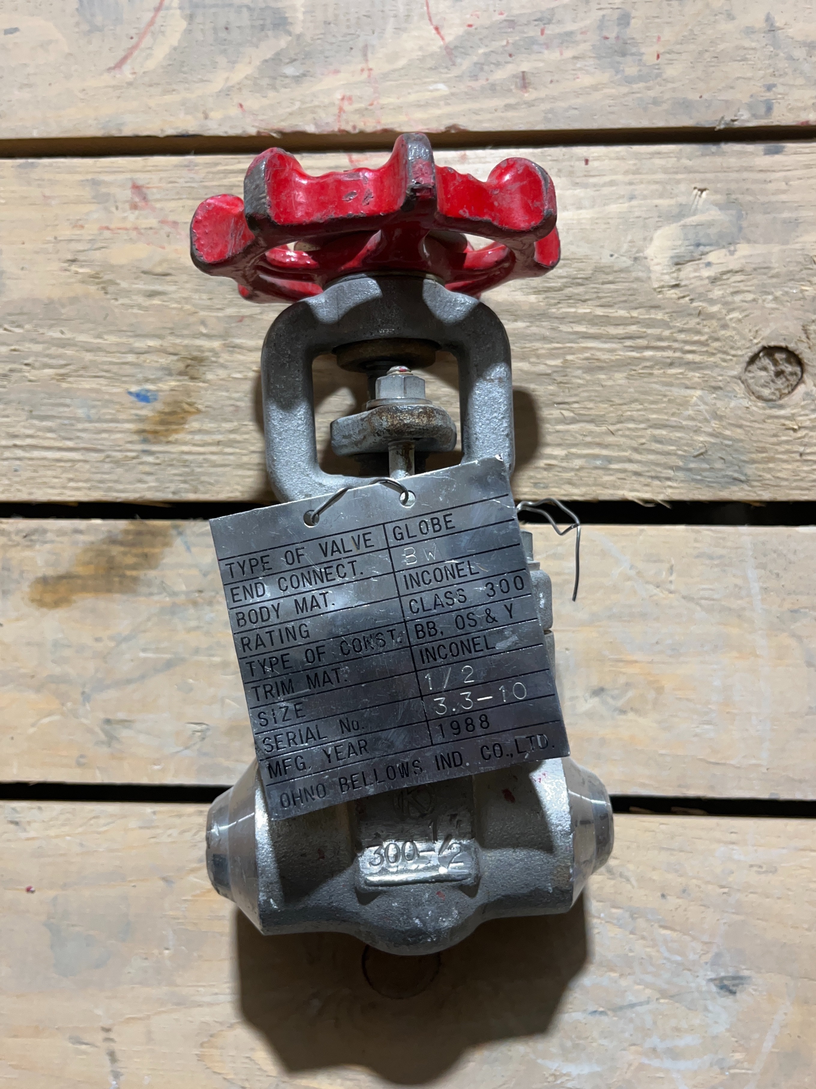 شیر بشقابی ( Globe Valve) ژاپنی - سایز " 1/2 کلاس فشاری #300 جنس اینکونل